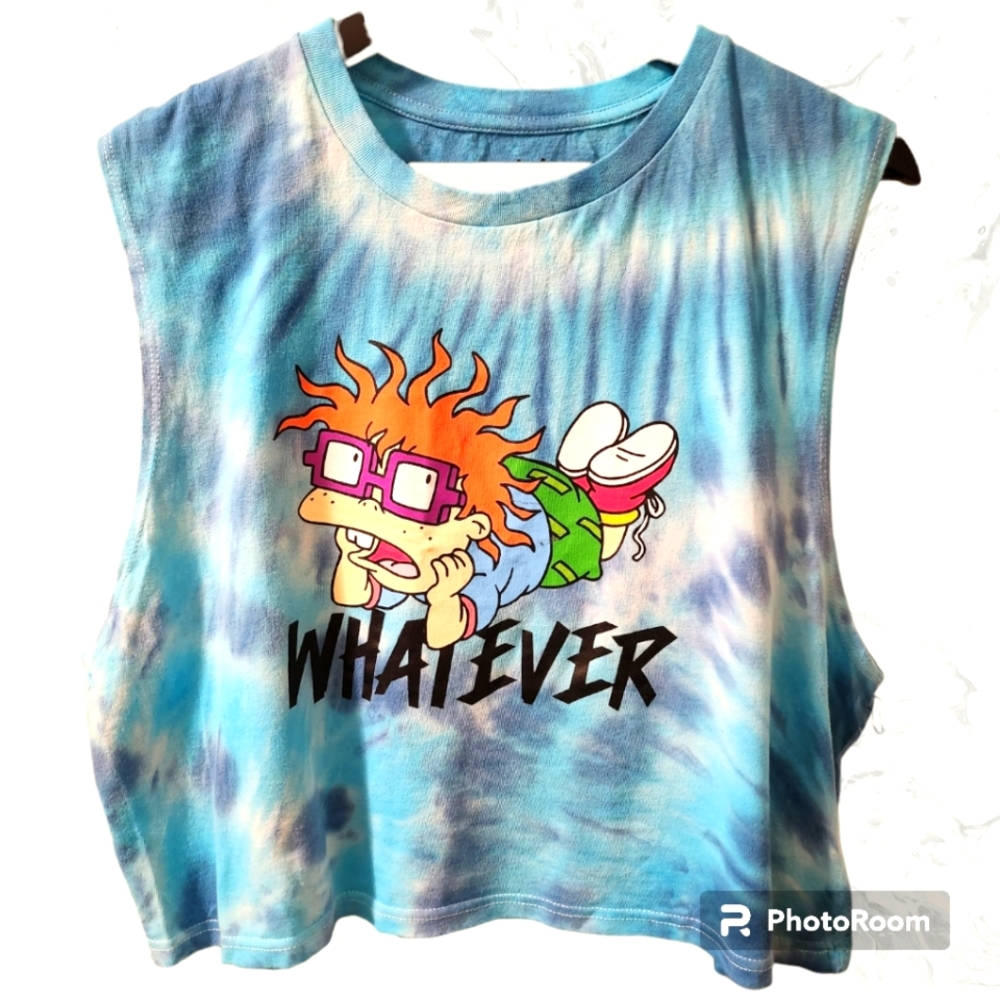 🆕️Forever 21 X Nickelodeon Rugrats Cropped Tank Muscle T Size L NWT Tie-Dye
